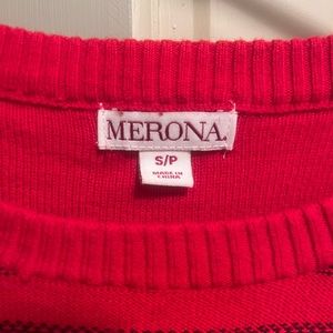 Red and navy blue sweater